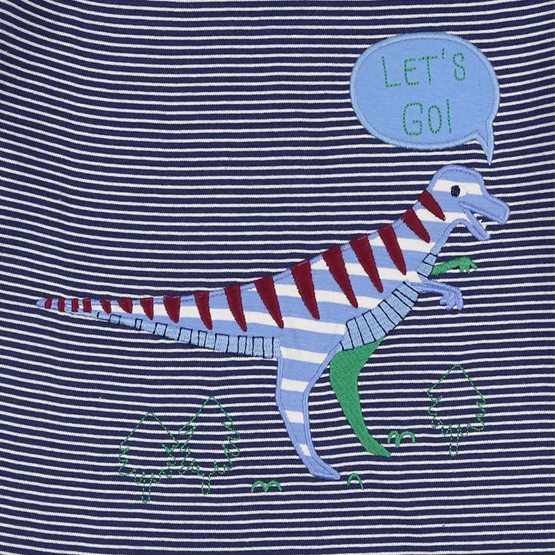 Navy Dinosaur Print Applique Top