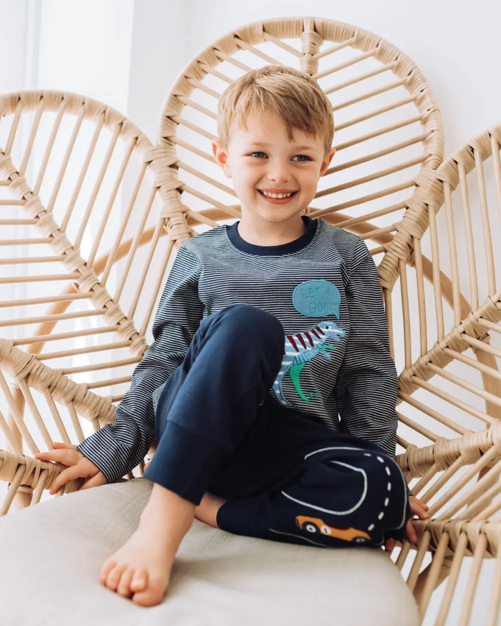Navy Dinosaur Print Applique Top