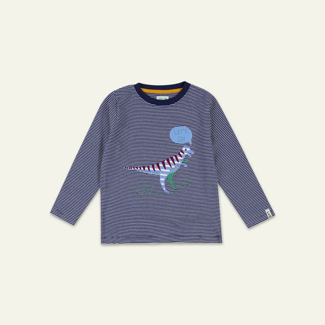 Navy Dinosaur Print Applique Top