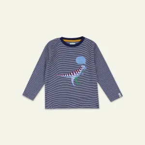 Navy Dinosaur Print Applique Top