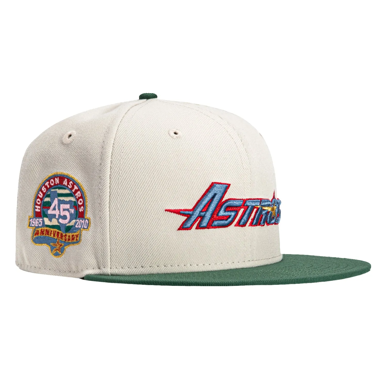 New Era 59Fifty Houston Astros 45th Anniversary Patch Word Hat - Stone, Green, Indigo, Red
