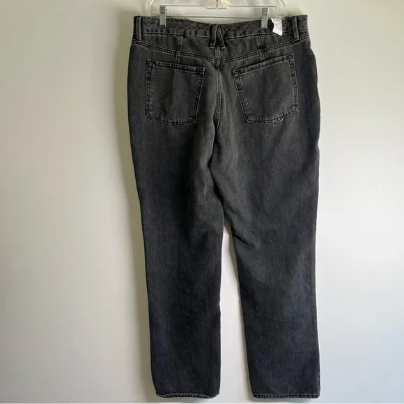 NEW Good American 90s Icon Straight fit High-Rise Jeans In Black $145 Size 15