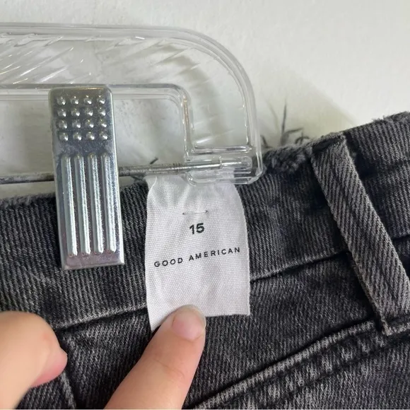 NEW Good American 90s Icon Straight fit High-Rise Jeans In Black $145 Size 15