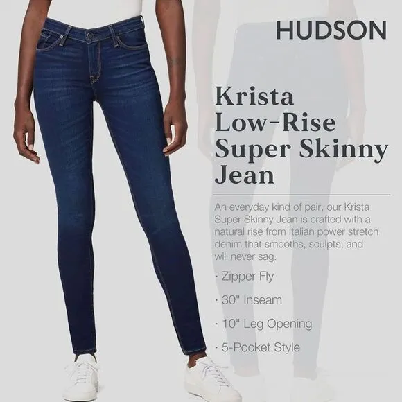 New Hudson Krista Skinny Denim Jeans Dark Wash Women's size 26