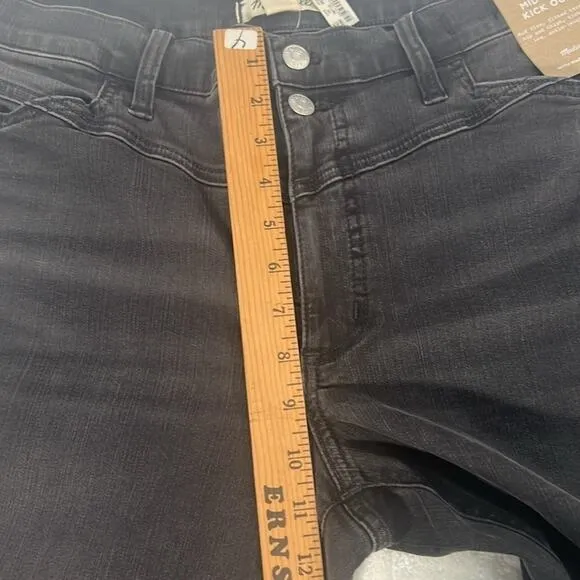 New! Madewell black mid-rise kick out double button jeans W33