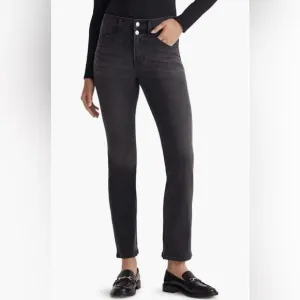 New! Madewell black mid-rise kick out double button jeans W33