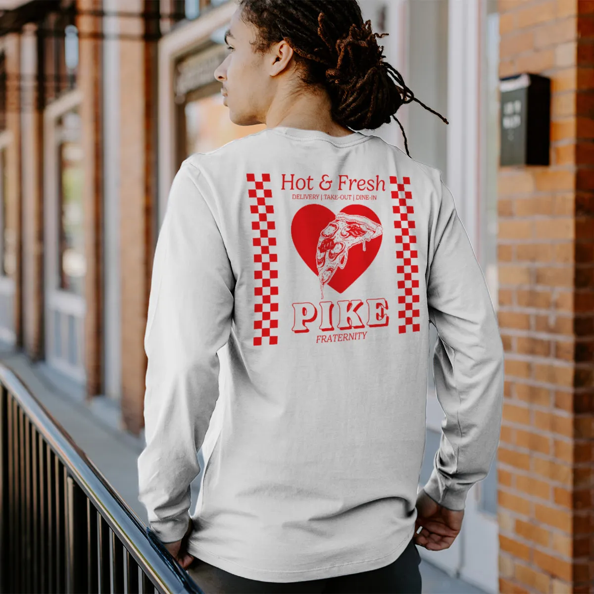 New! Pike Hot and Fresh Pizza Long Sleeve Tee