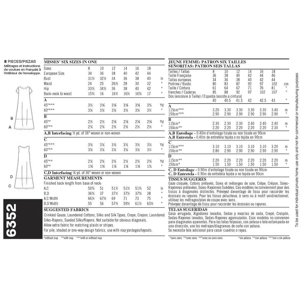 Newlook Pattern 6352 Misses Dresses