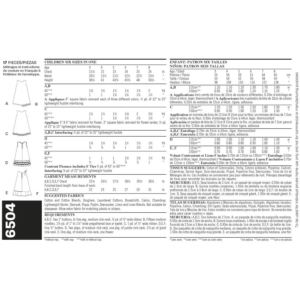 Newlook Pattern 6504 Child Dresses