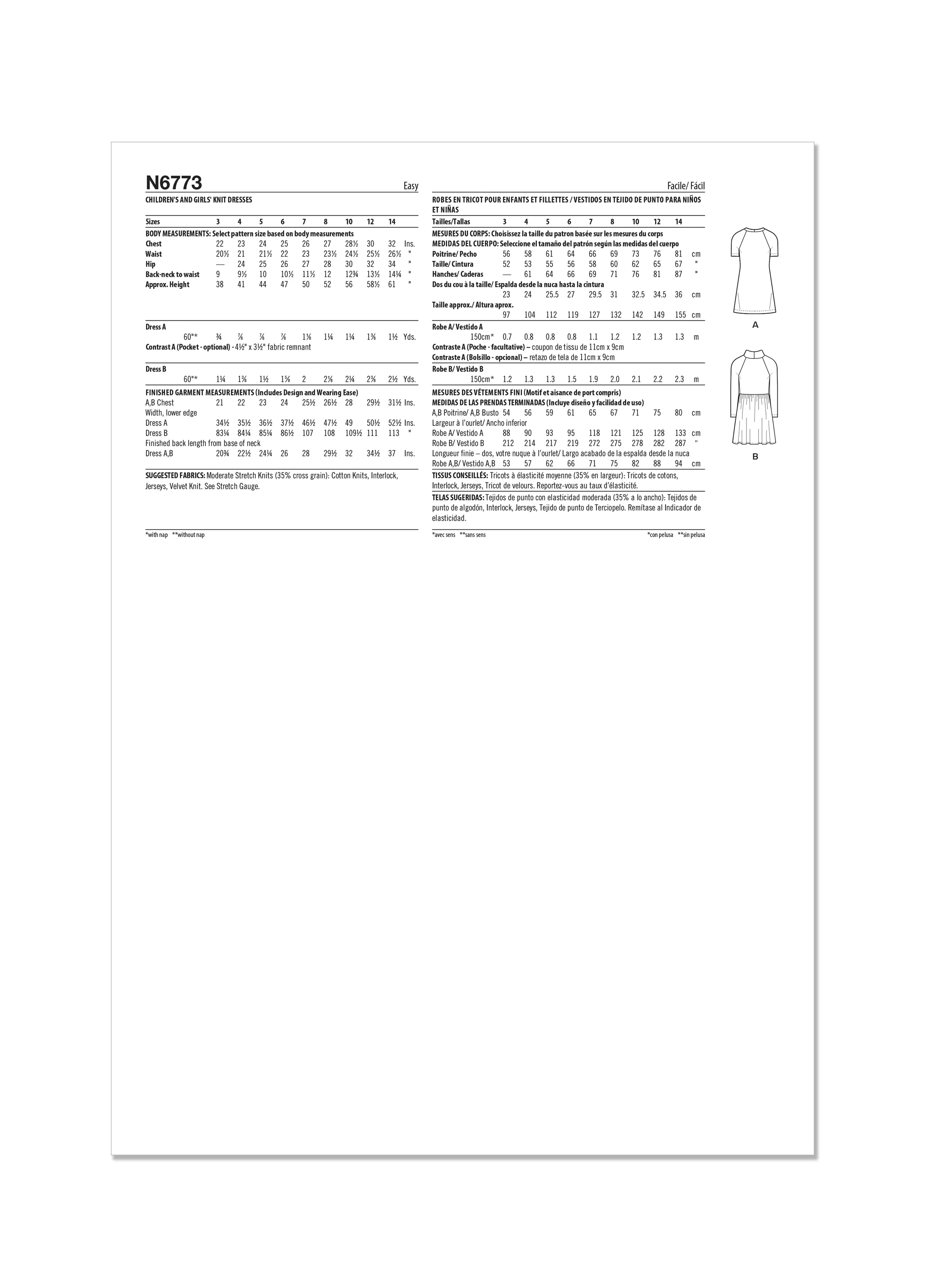 Newlook Pattern 6773 Child's Girl Dress