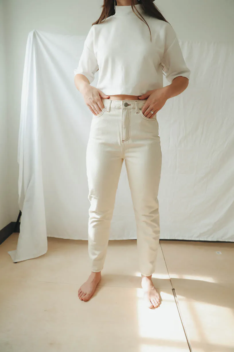 Nina Mom Jeans in Cream