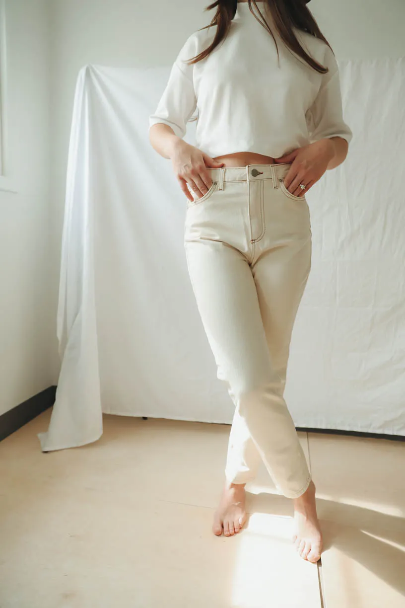 Nina Mom Jeans in Cream