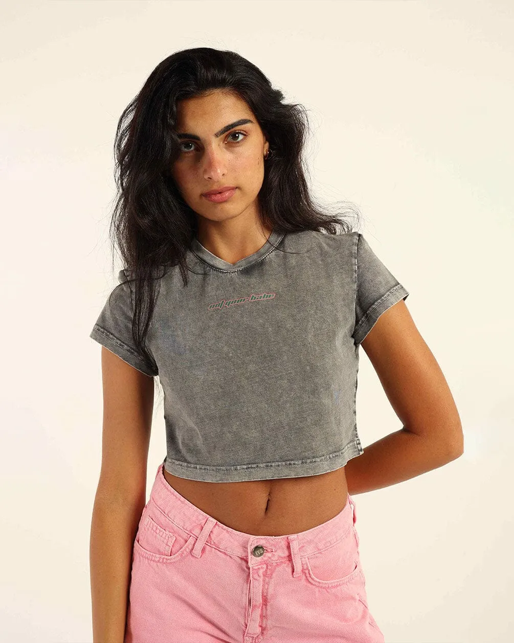 Not Your Baby Cropped Washed Tee