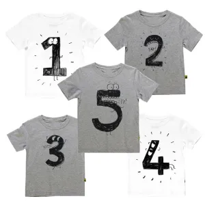 Number Letter Boys Print T shirt For Kids Summer T-shirts Baby Boy Funny Birthday T-shirts Kids Boys Casual Tops CG052