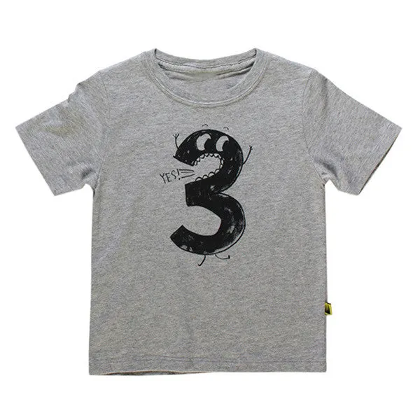 Number Letter Boys Print T shirt For Kids Summer T-shirts Baby Boy Funny Birthday T-shirts Kids Boys Casual Tops CG052