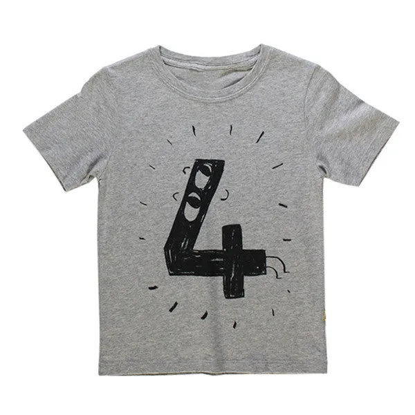 Number Letter Boys Print T shirt For Kids Summer T-shirts Baby Boy Funny Birthday T-shirts Kids Boys Casual Tops CG052