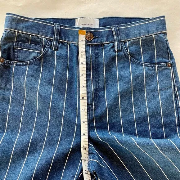 NWOT Current/Elliot The Vintage Cropped Striped High-Rise Slim Straight Jeans 26