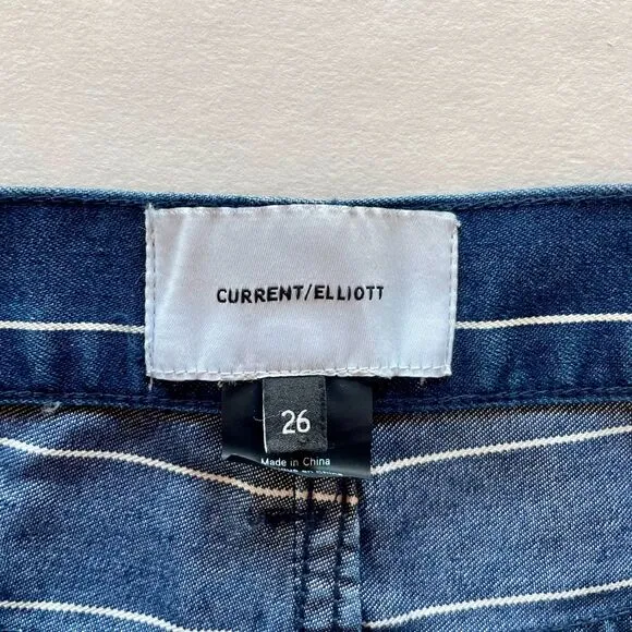 NWOT Current/Elliot The Vintage Cropped Striped High-Rise Slim Straight Jeans 26