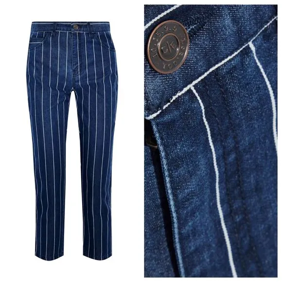 NWOT Current/Elliot The Vintage Cropped Striped High-Rise Slim Straight Jeans 26