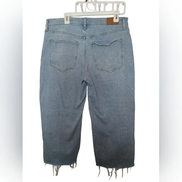 NWOT Madewell The Perfect Vintage Wide Leg Crop Jeans Light Wash Raw Hem Sz 32P