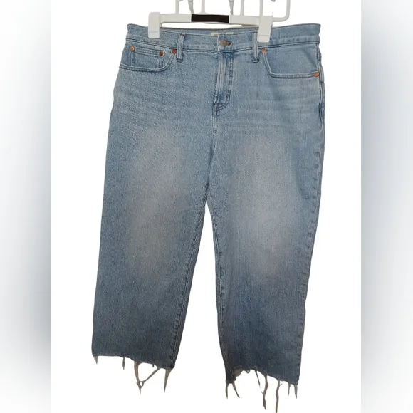 NWOT Madewell The Perfect Vintage Wide Leg Crop Jeans Light Wash Raw Hem Sz 32P