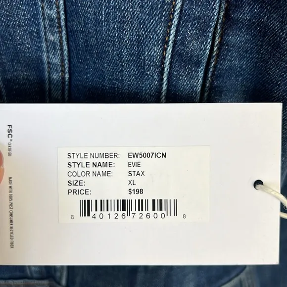 NWT Edwin Evie Cropped Stretch Denim Trucker Jacket Blue Stax Size XL Reg. $198