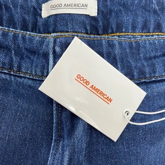 NWT Good American Plus Size 22 Blue Cutoff High Waist Denim Jeans Shorts