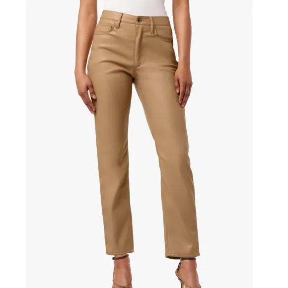 NWT JOE'S THE HONOR HIGH RISE VINTAGE STRAIGHT ANKLE JEANS  VEGAN LEATHER
