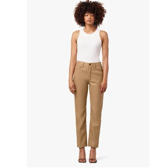 NWT JOE'S THE HONOR HIGH RISE VINTAGE STRAIGHT ANKLE JEANS  VEGAN LEATHER