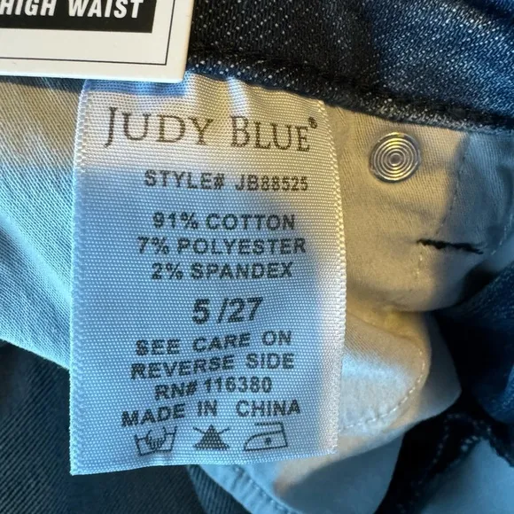 NWT Judy Blue Dark Wash High Rise Tummy Control Contrast Wash Skinny Jean 5/27