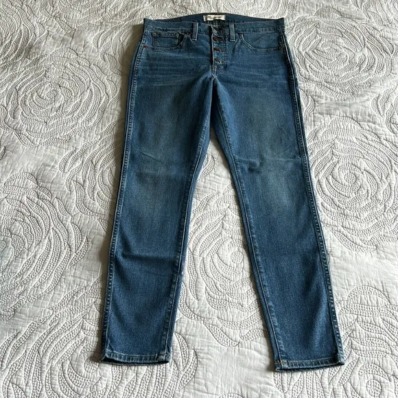 NWT - Madewell - Petite 10&quot; High-Rise Skinny Jeans in Dewitt Wash: Button-Front