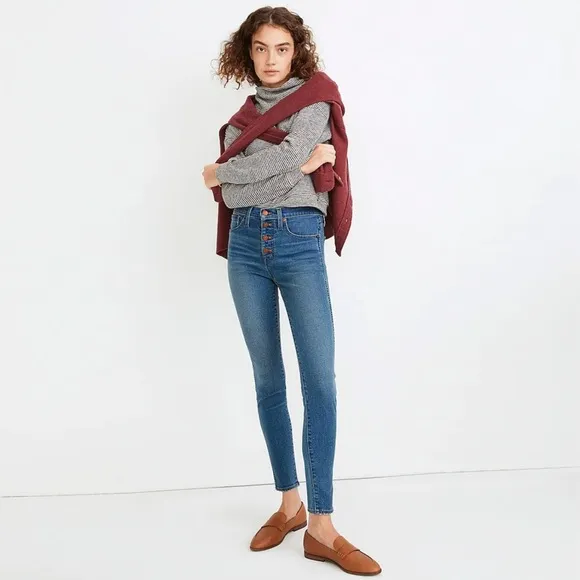 NWT - Madewell - Petite 10&quot; High-Rise Skinny Jeans in Dewitt Wash: Button-Front
