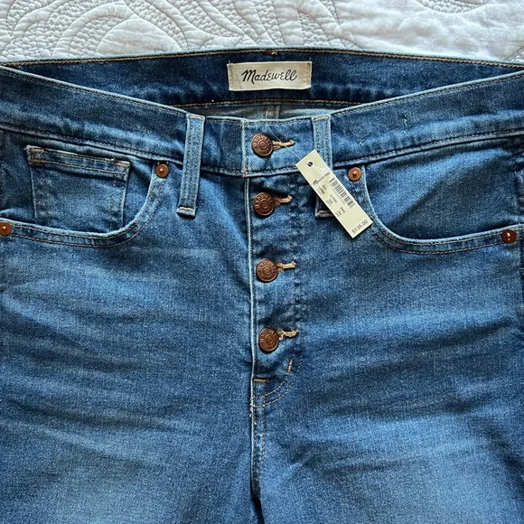 NWT - Madewell - Petite 10&quot; High-Rise Skinny Jeans in Dewitt Wash: Button-Front