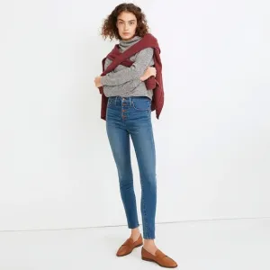 NWT - Madewell - Petite 10&quot; High-Rise Skinny Jeans in Dewitt Wash: Button-Front