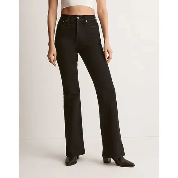 NWT Womens Madewell Black The Perfect Vintage Flare Jean in Sherborn Wash NEW