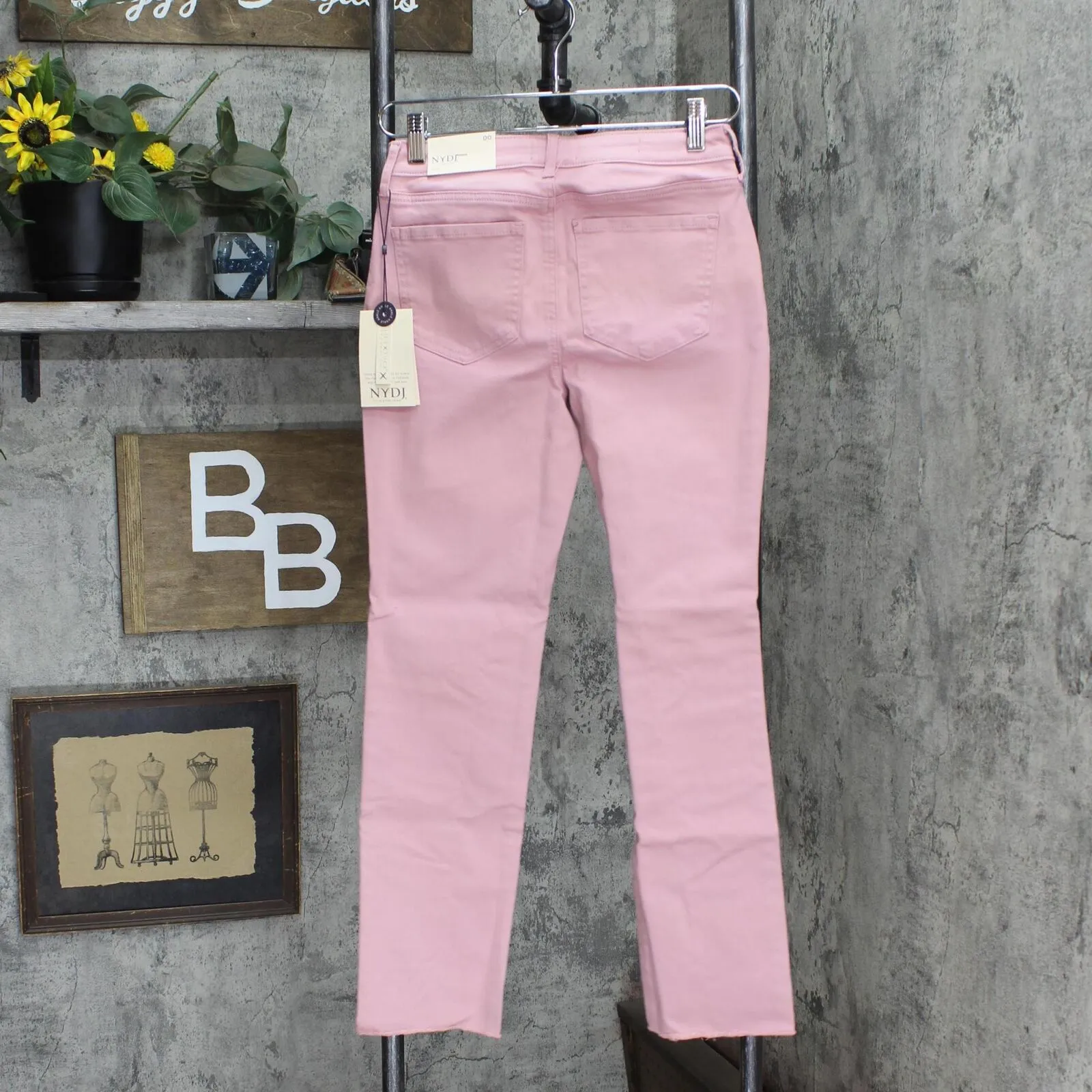 NYDJ Womens Sheri Ankle Fray Hem Jeans Vintage Pink 00