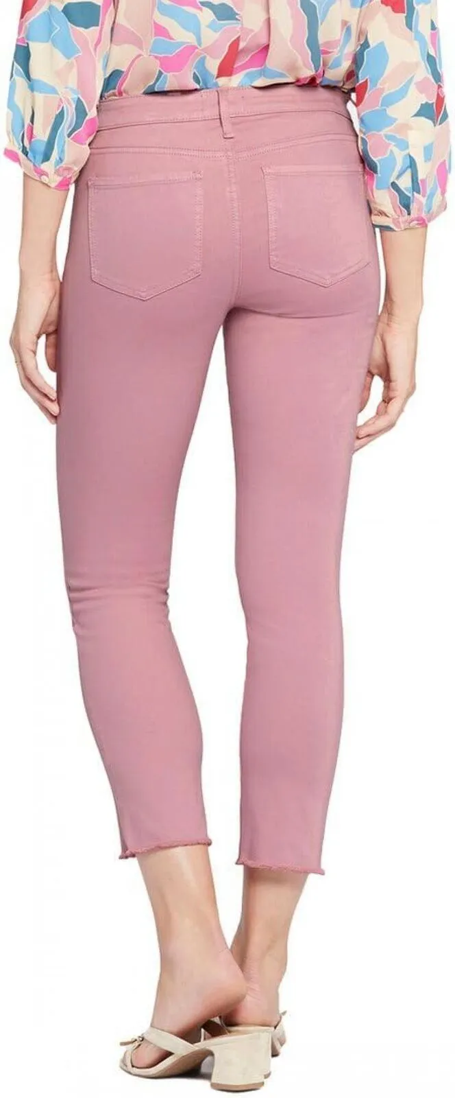 NYDJ Womens Sheri Ankle Fray Hem Jeans Vintage Pink 00