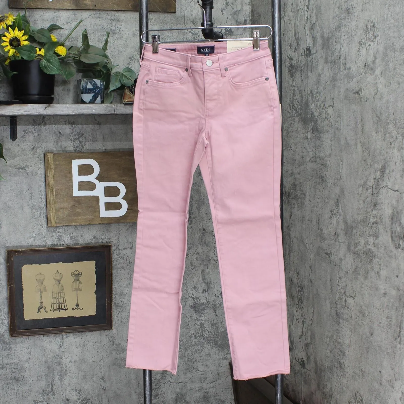 NYDJ Womens Sheri Ankle Fray Hem Jeans Vintage Pink 00