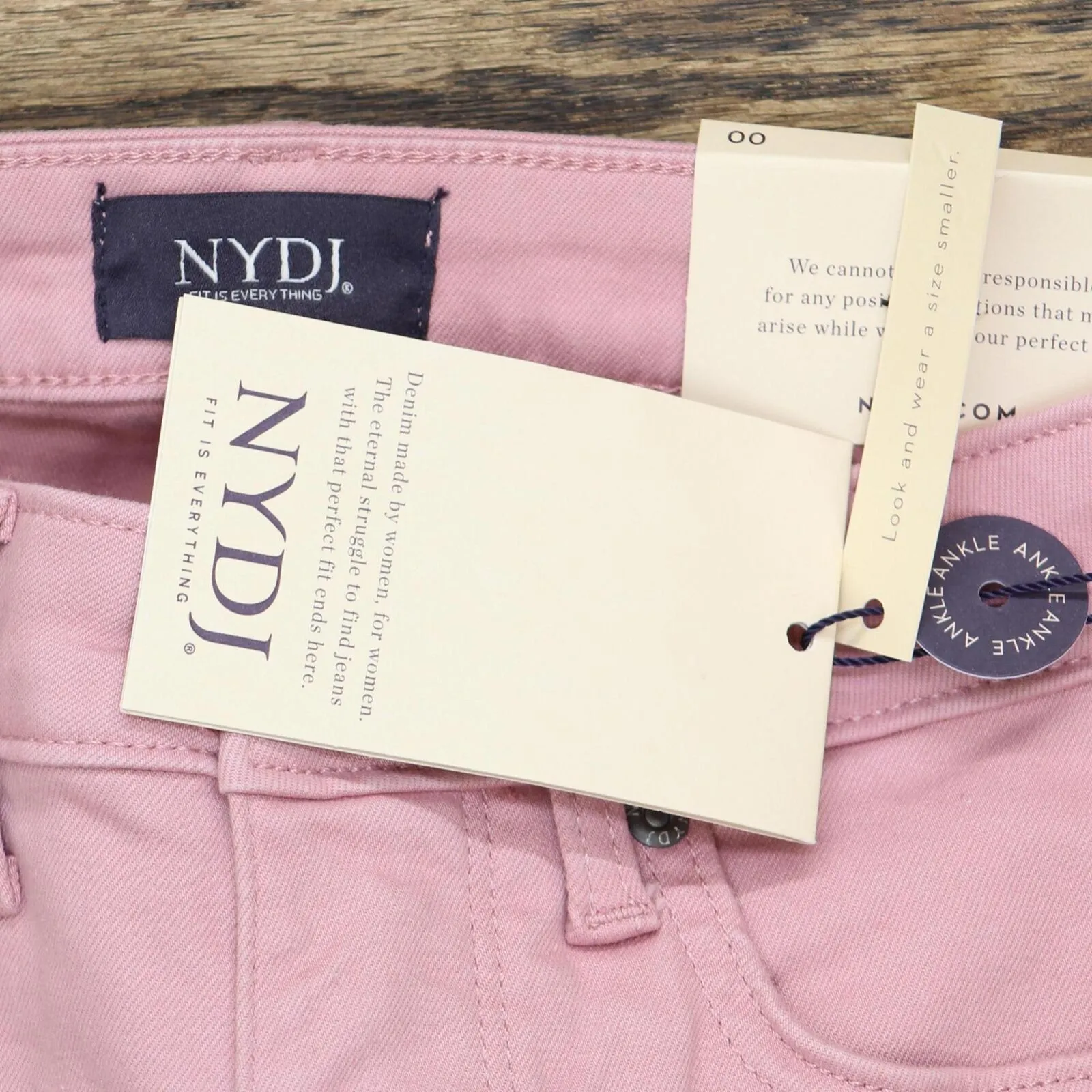 NYDJ Womens Sheri Ankle Fray Hem Jeans Vintage Pink 00