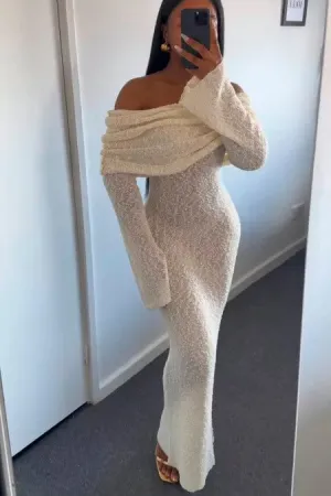 Off-Shoulder Knit Maxi Dress | Luxe & Cozy | Effortless Elegance