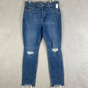 Old Navy Jeans Womens 14 High Rise Pop Icon Skinny Jeans Blue Distressed 35 x 27