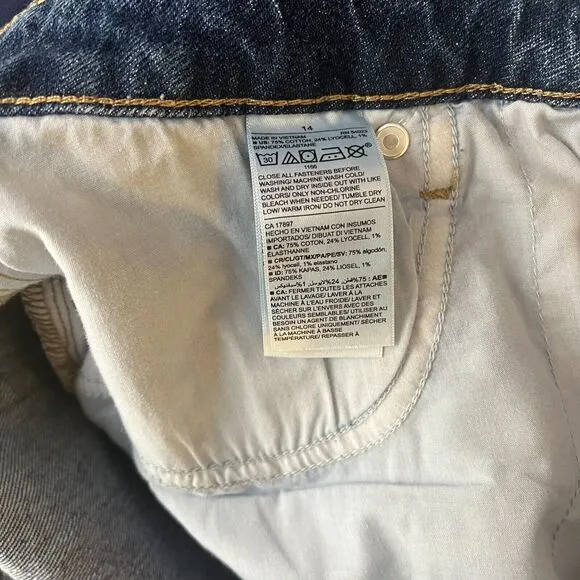 Old Navy Jeans Womens 14 High Rise Pop Icon Skinny Jeans Blue Distressed 35 x 27