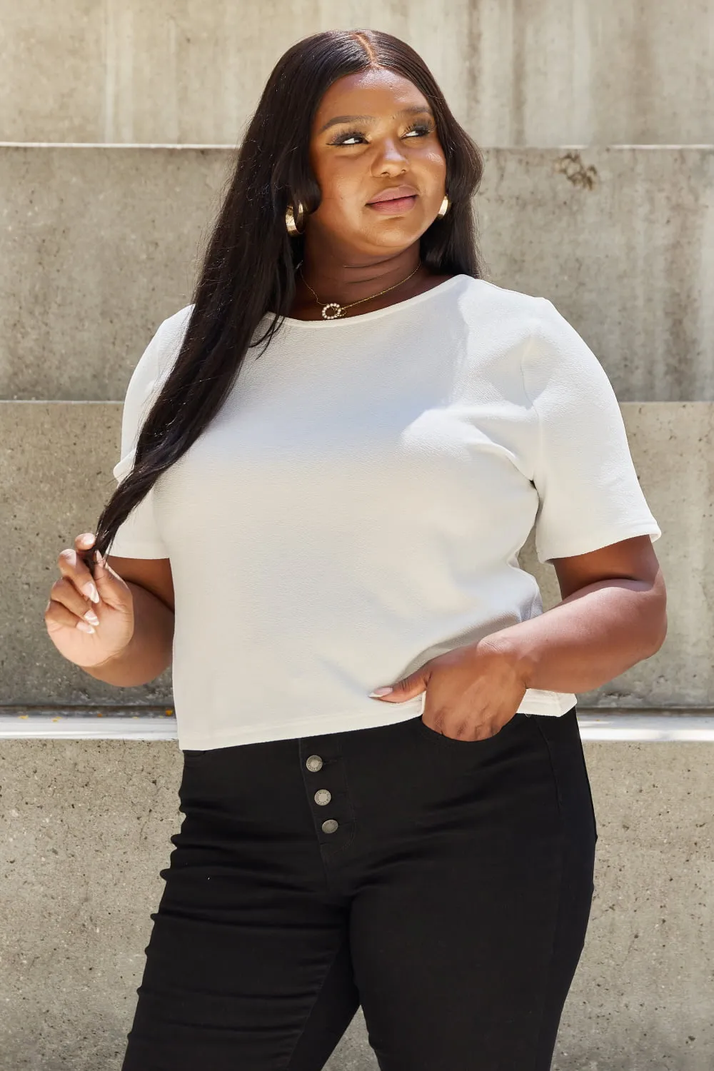 Open Back T-Shirt with Pearl Detail