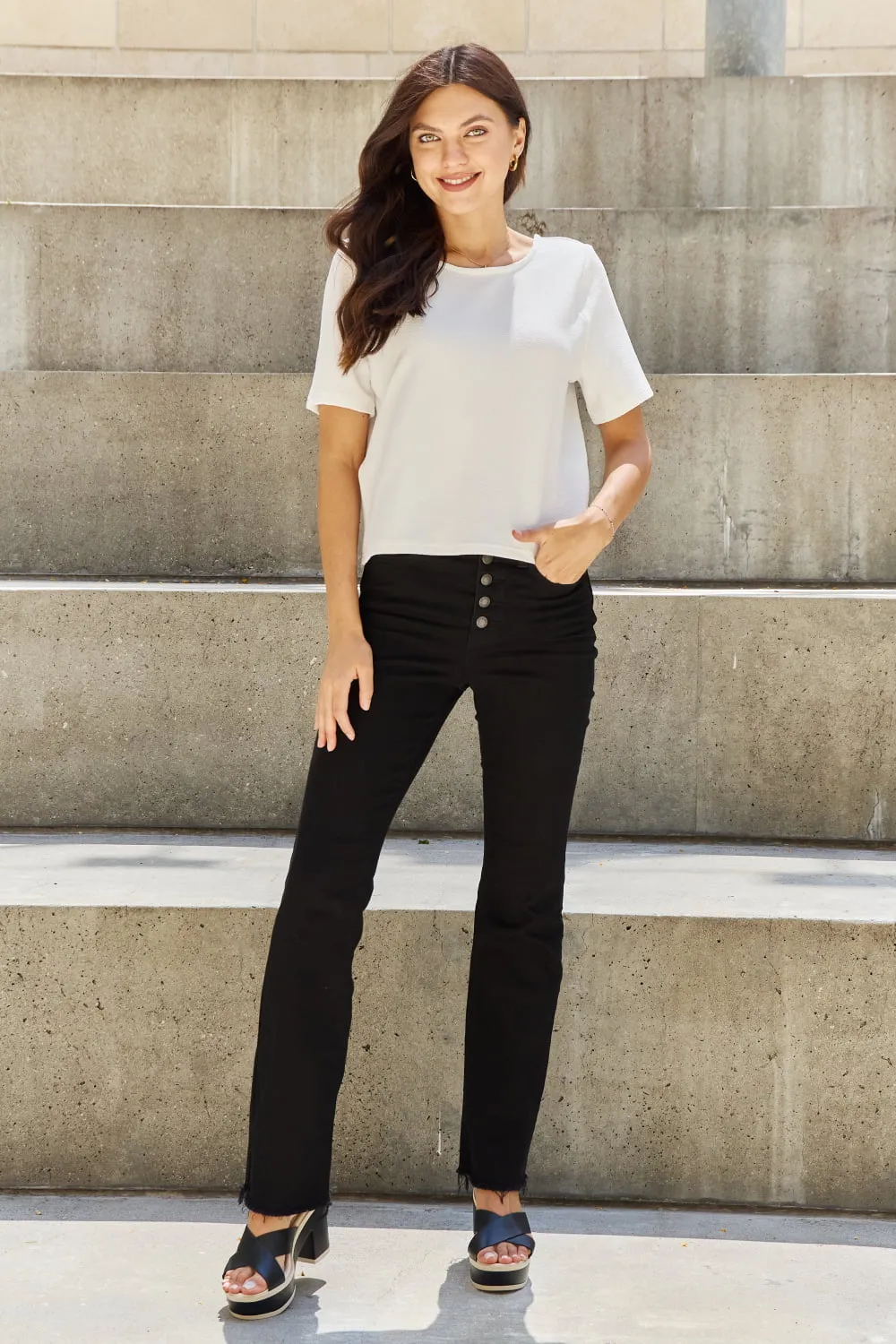 Open Back T-Shirt with Pearl Detail