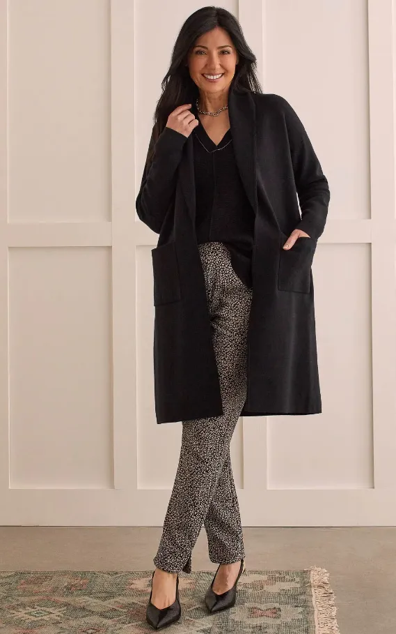 OPEN COATIGAN WITH PATCH POCKETS