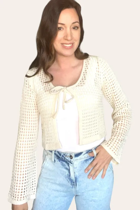 Ophelia Knitted Long Sleeve Tie Front Cardigan