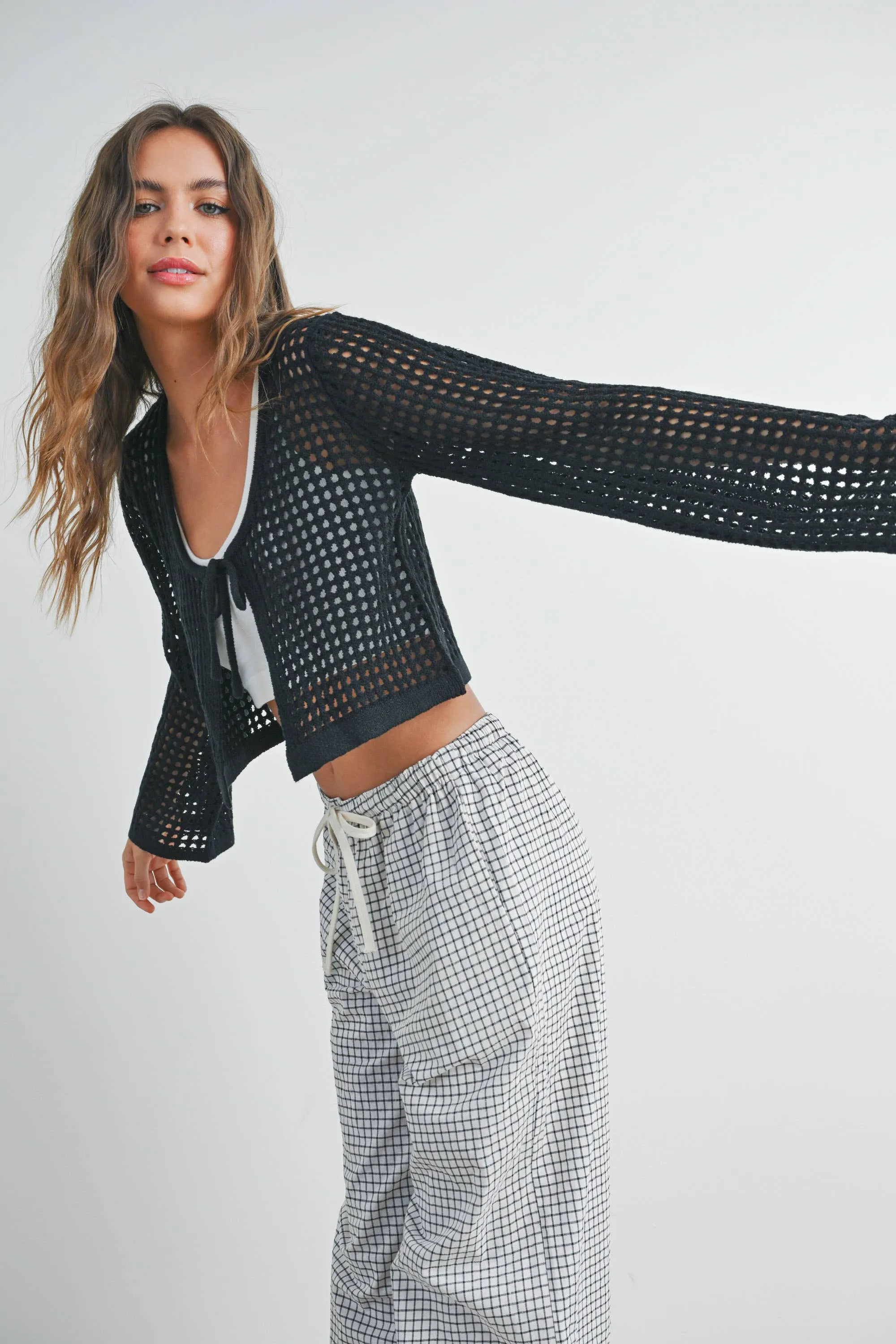 Ophelia Knitted Long Sleeve Tie Front Cardigan
