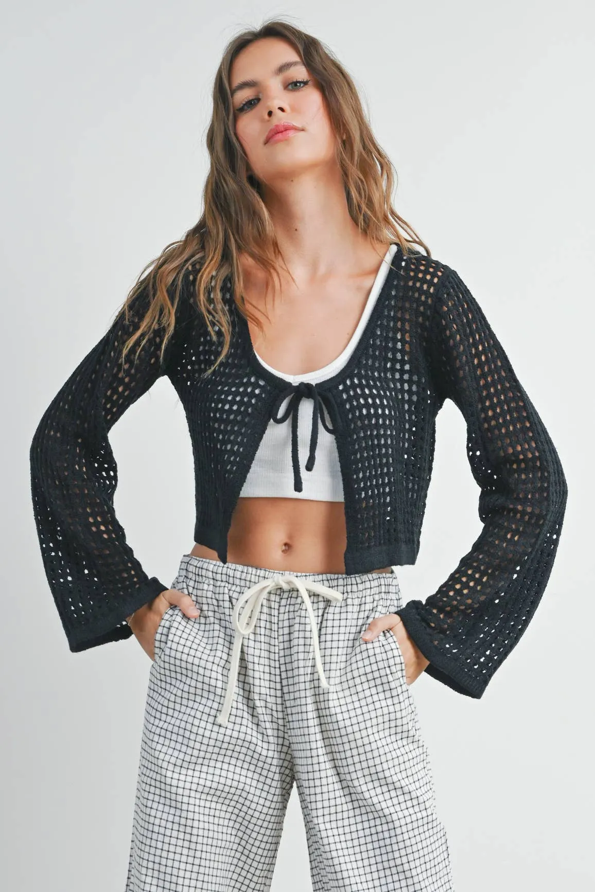 Ophelia Knitted Long Sleeve Tie Front Cardigan