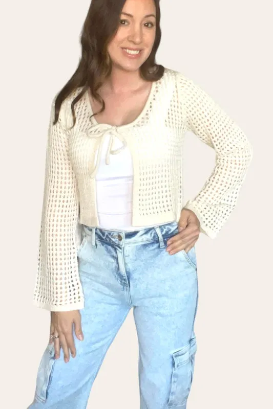 Ophelia Knitted Long Sleeve Tie Front Cardigan