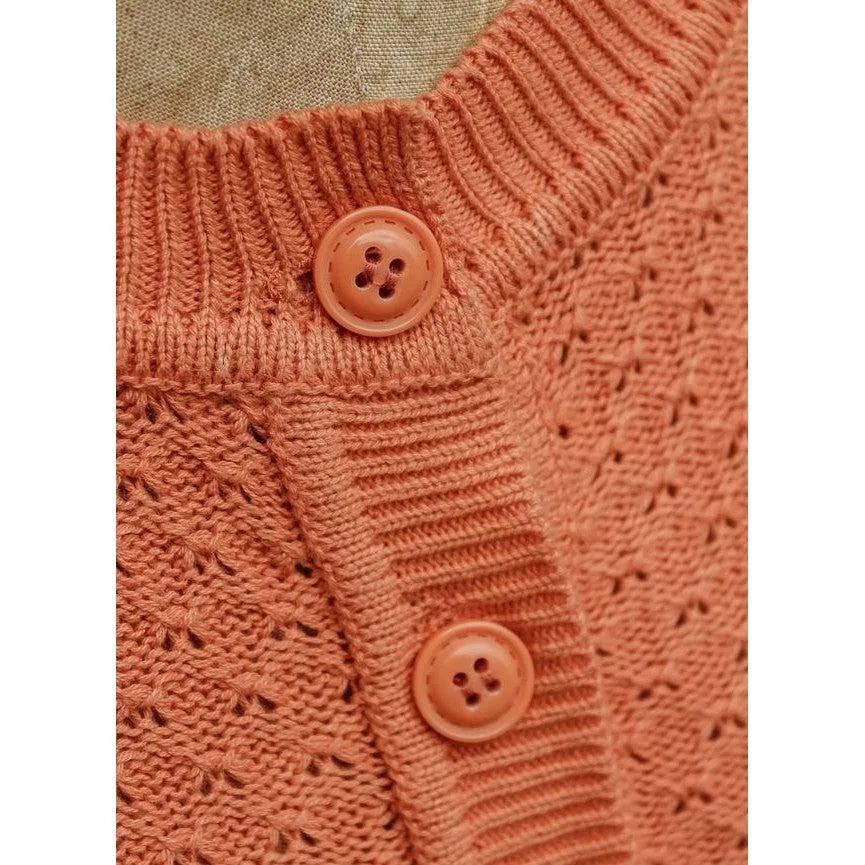 Orange Knit Embroidered Spiderweb Cardigan by Hemet